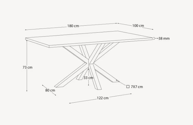 Masa dining maro din lemn 100x180 cm Argo Dark Kave Home