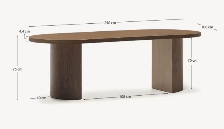 Masa dining maro din lemn 100x240 cm Nealy Walnut Kave Home
