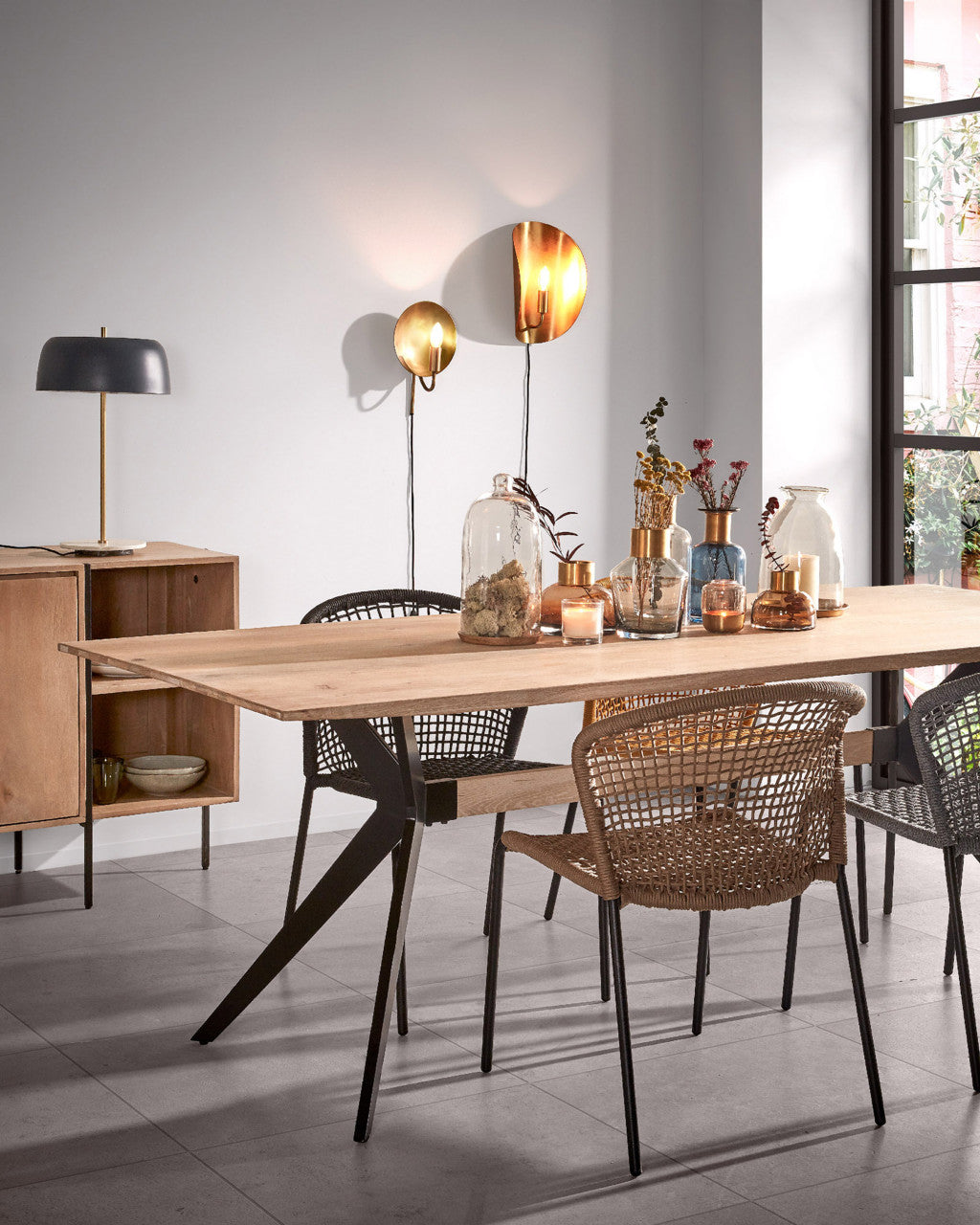 Masa dining maro din metal 90x160 cm Bleached Amethyst Kave Home
