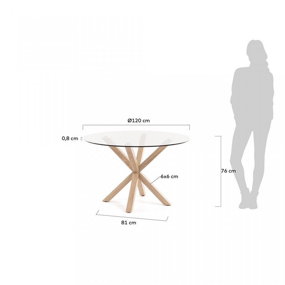 Masa dining maro din sticla 119 cm Argo Kave Home