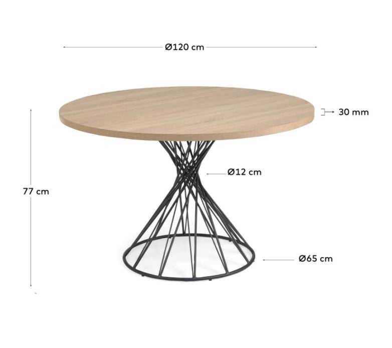 Masa dining maro/neagra din metal 120 cm Niut Kave Home