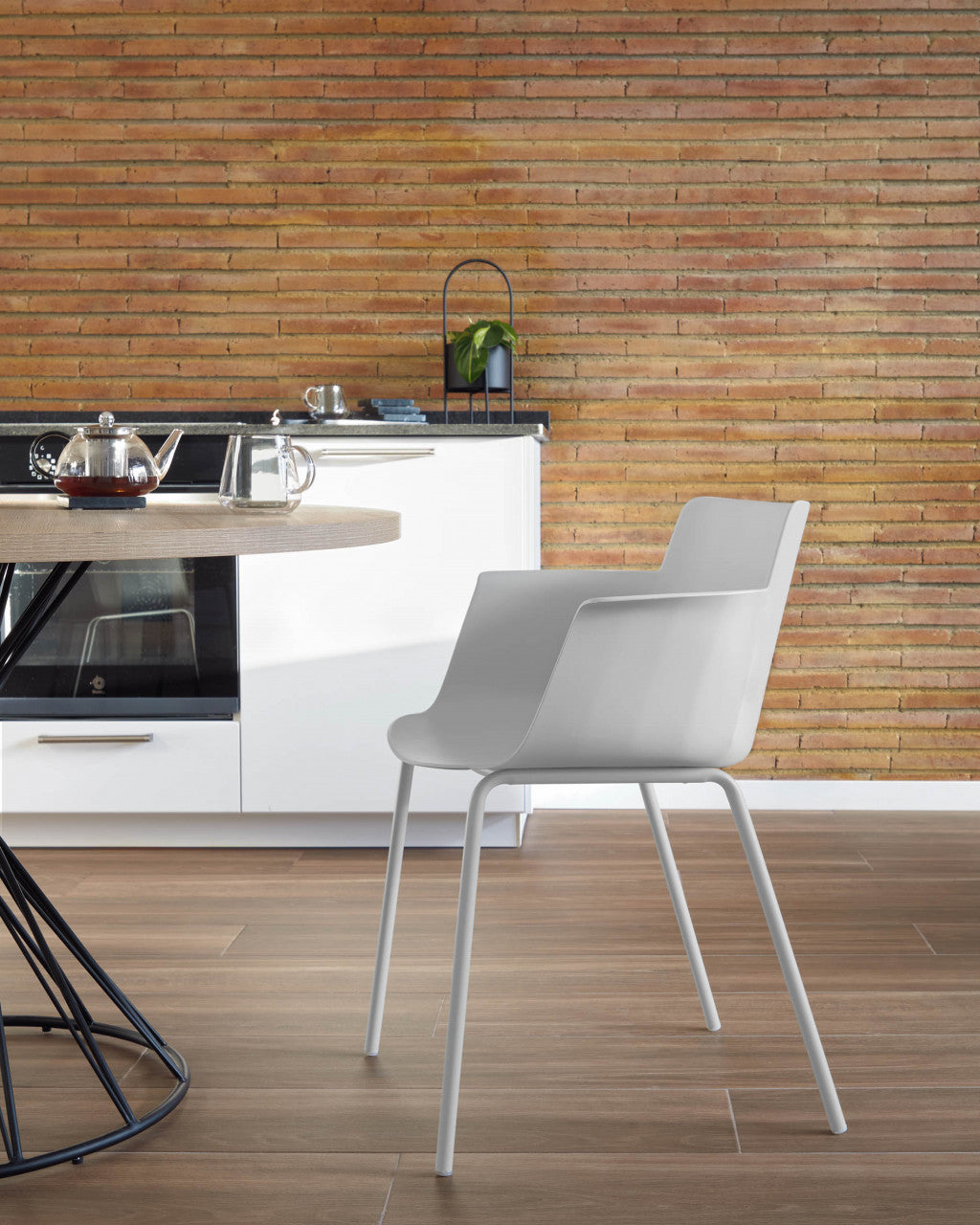 Masa dining maro/neagra din metal 120 cm Niut Kave Home
