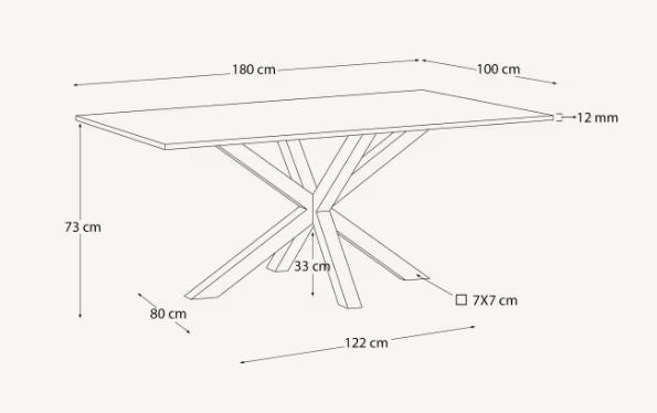 Masa dining neagra/alba din metal 100x180 cm Argo Kave Home