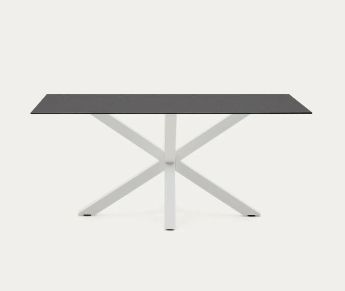 Masa dining neagra/alba din metal 90x160 cm Argo Kave Home