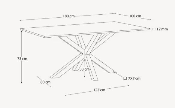 Masa dining neagra/argintie din metal 100x180 cm Argo Kave Home