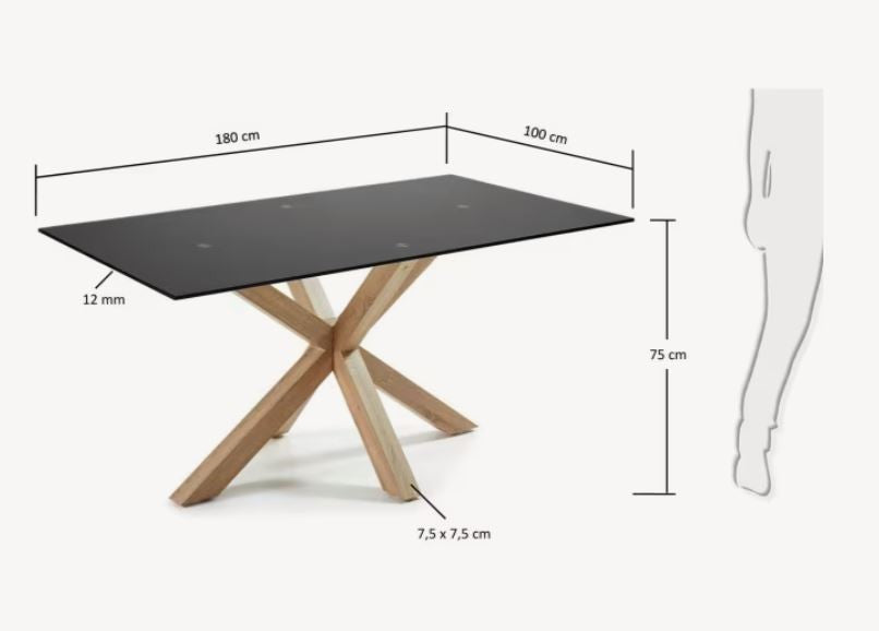 Masa dining neagra/maro din metal 100x280 cm Argo Kave Home