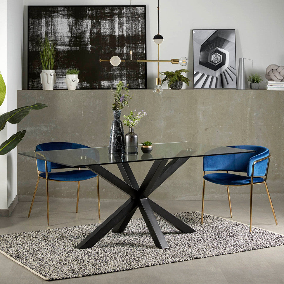 Masa dining transparenta din metal 100x180 cm Argo Kave Home