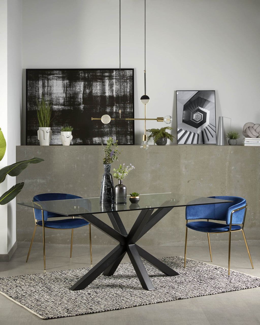 Masa dining transparenta din metal 100x180 cm Argo Kave Home