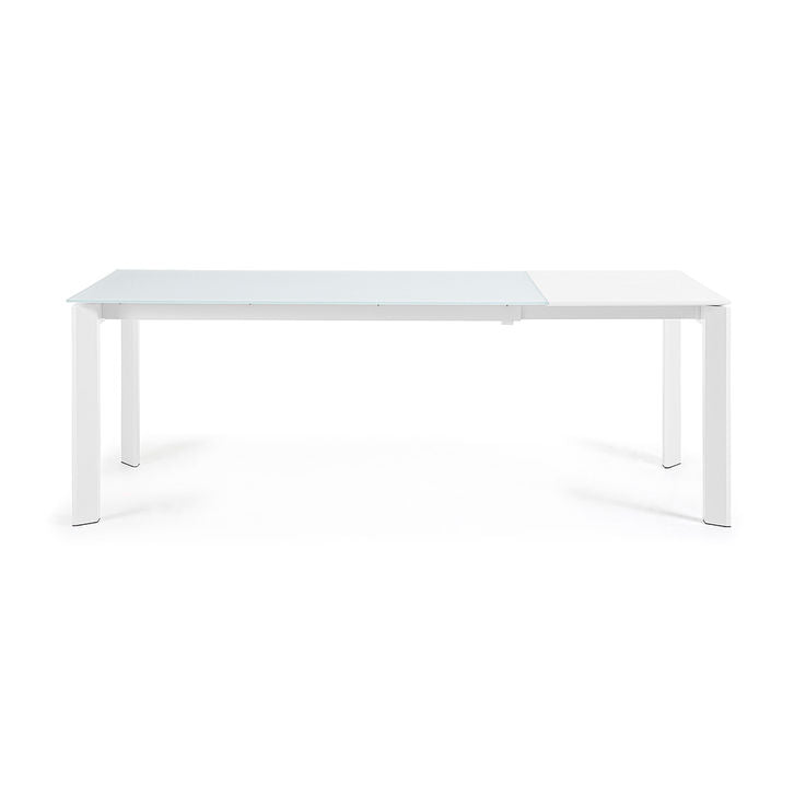 Masa extensibila alba din sticla si metal 90x160(220) cm Axis Kave Home