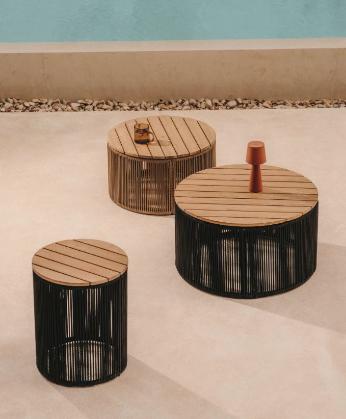 Masa laterala exterior maro/neagra din lemn 40 cm Dandara Kave Home