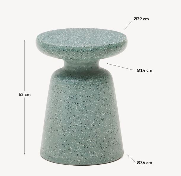 Masa laterala exterior verde din ciment 39 cm Mesquida Kave Home