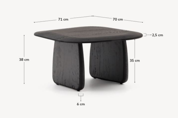 Masa laterala neagra din lemn 70x71 cm Pirita Kave Home