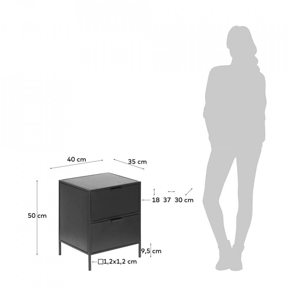 Noptiera neagra din metal Shantay Kave Home