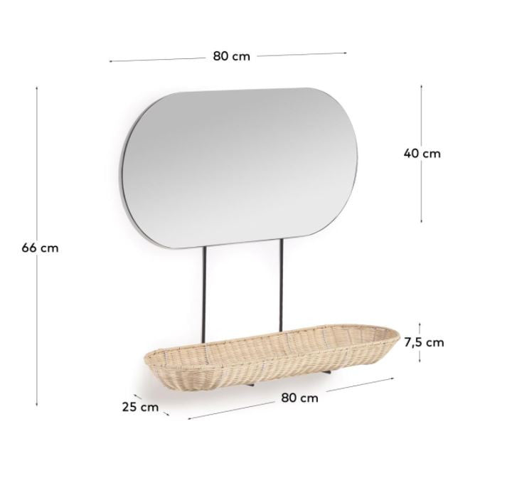 Oglinda cu raft din metal 40x80 cm Ebian Kave Home