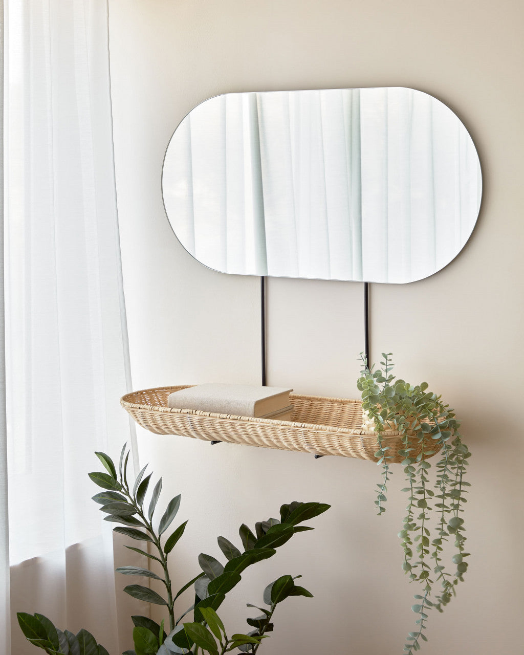 Oglinda cu raft din metal 40x80 cm Ebian Kave Home