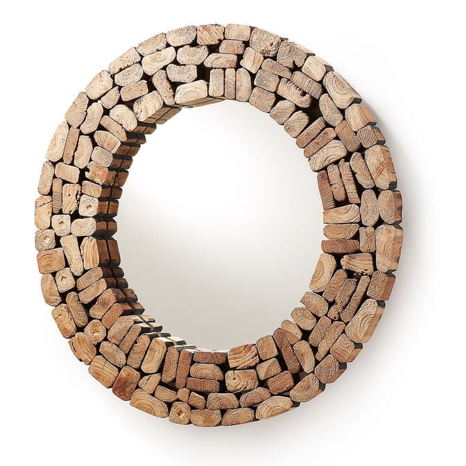Oglinda rotunda din lemn 80 cm Eliptic Kave Home