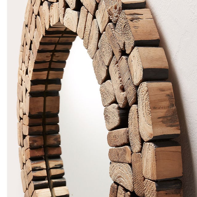 Oglinda rotunda din lemn 80 cm Eliptic Kave Home