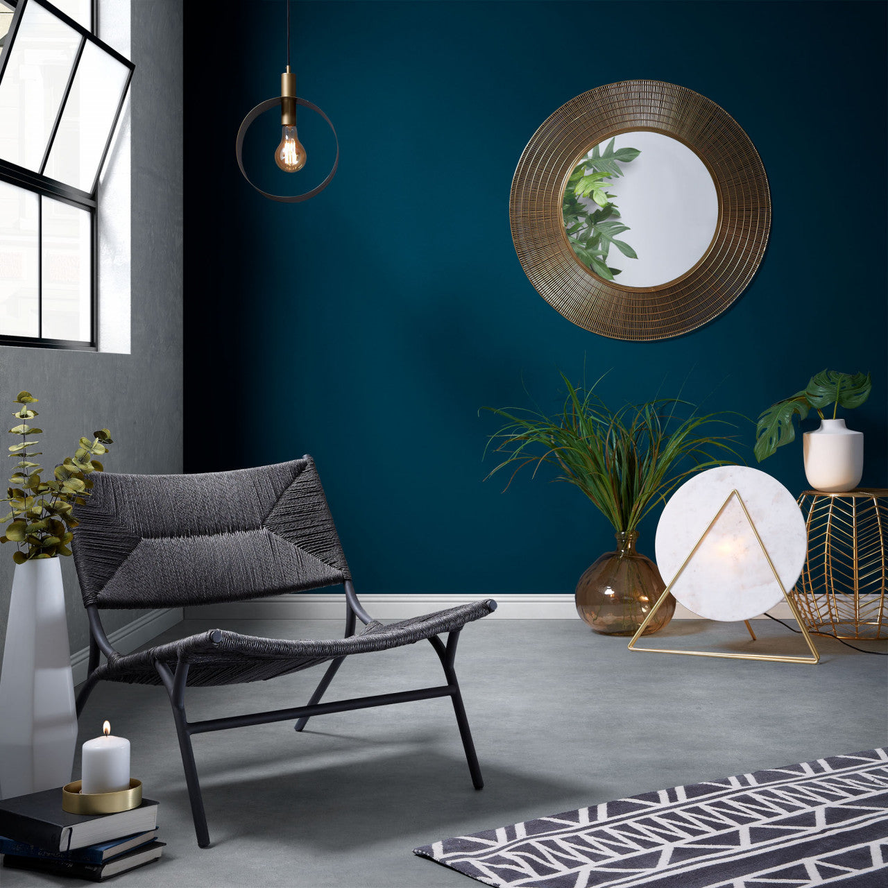 Oglinda rotunda din metal 80 cm Place Kave Home