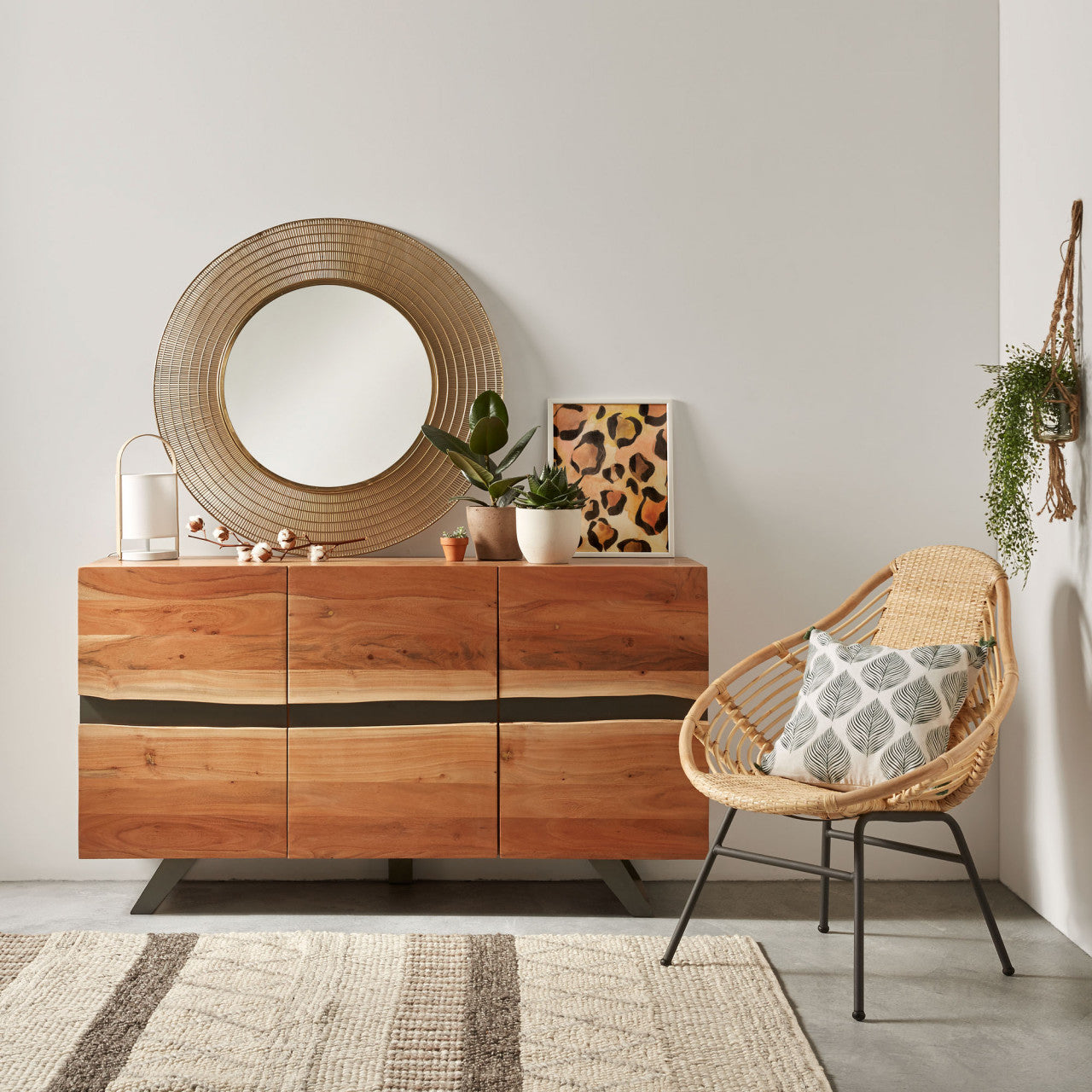 Oglinda rotunda din metal 80 cm Place Kave Home