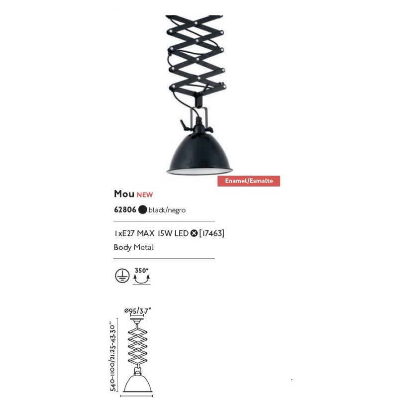 Pendul extensibil design Vintage MOU negru