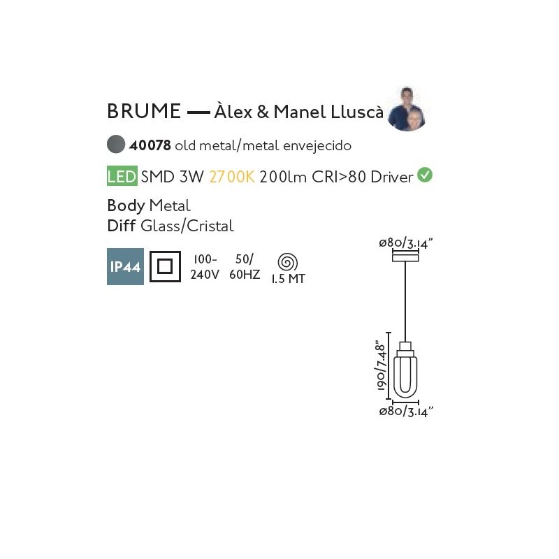 Pendul LED pentru baie design minimalist IP44 BRUME