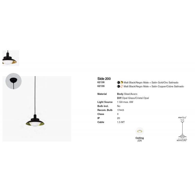 Pendul modern SIDE negru/cupru