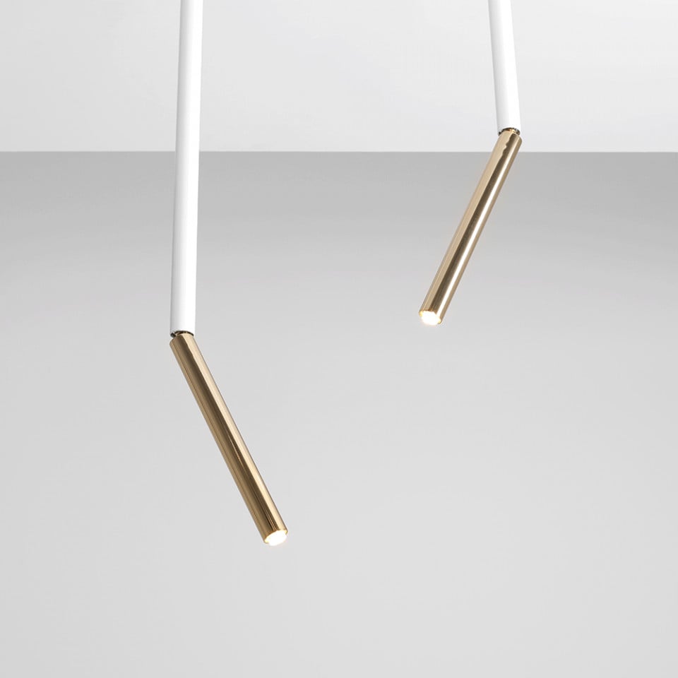 Plafoniera alba/aurie din metal Stick Medium Aldex