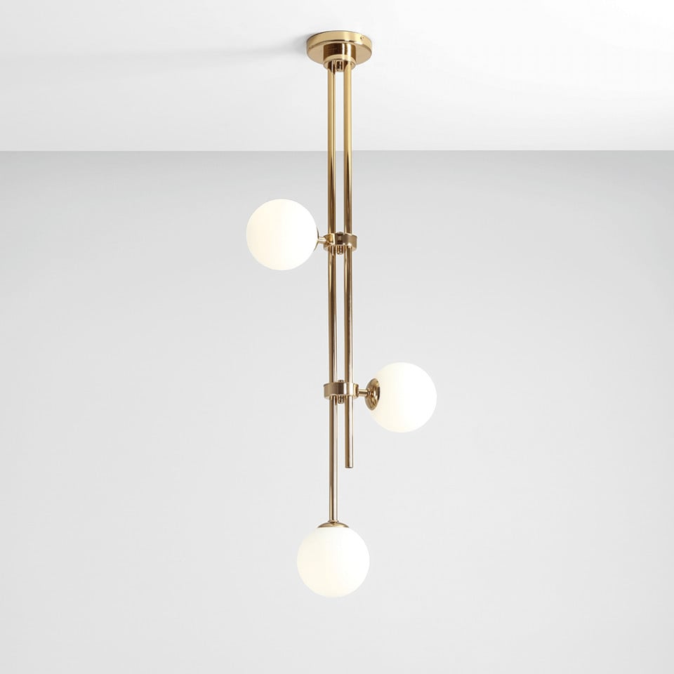 Plafoniera alba/aurie din sticla cu 3 becuri Harmony Aldex