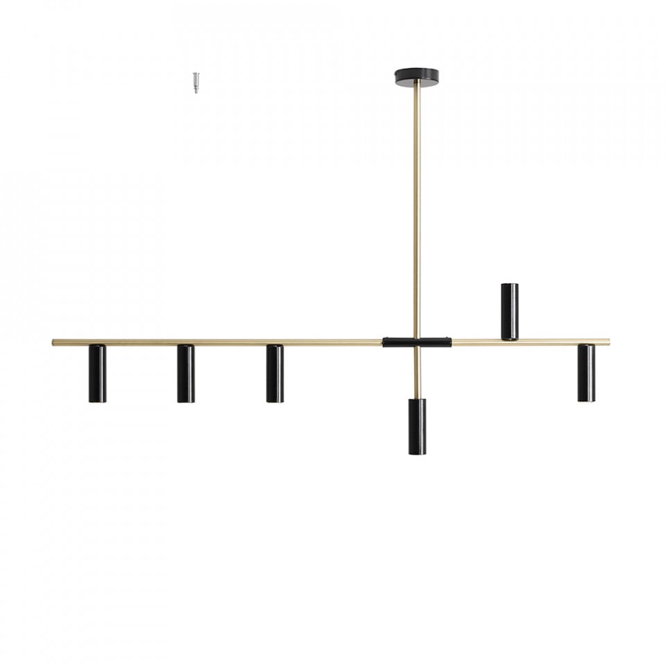 Plafoniera aurie/neagra din metal cu 6 becuri Trevo Aldex
