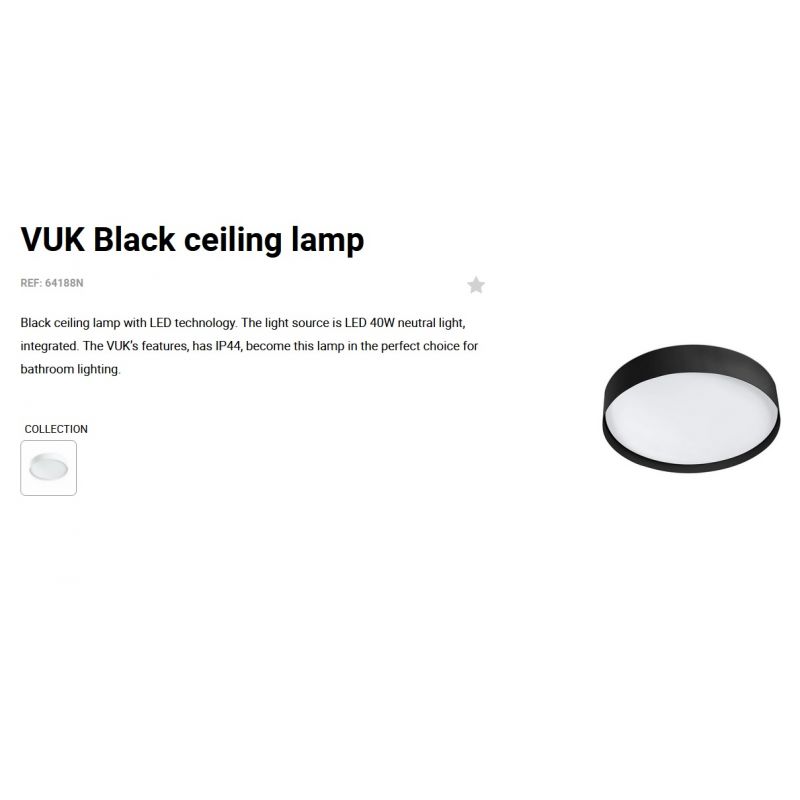 Plafoniera LED baie design slim IP44 VUK negru