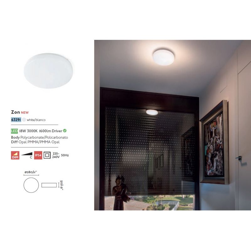 Plafoniera LED dimabila BAIE IP54 ZON Ø28cm