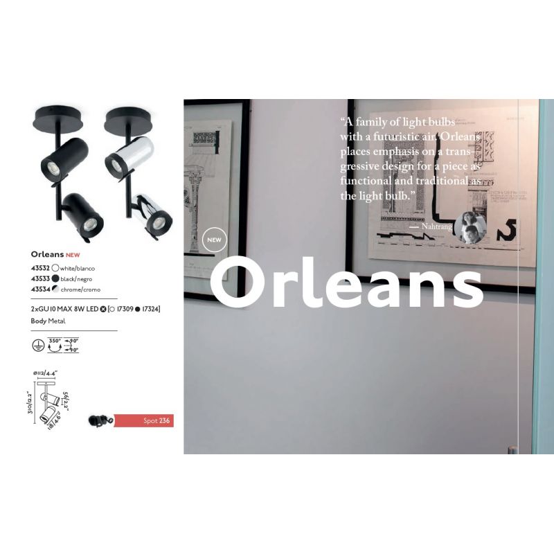 Plafoniera LED moderna cu 2 spoturi directionabile ORLEANS 2L crom