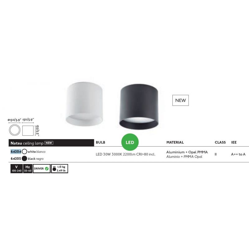Plafoniera LED moderna NATSU neagra