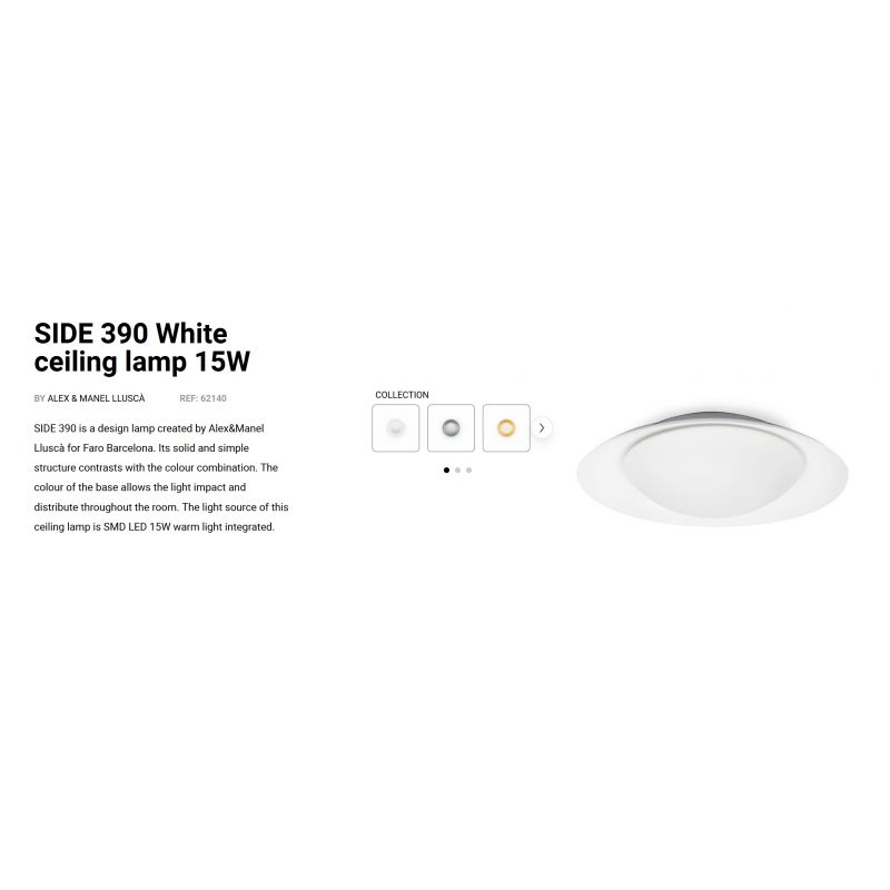 Plafoniera LED moderna SIDE 390 15W alba