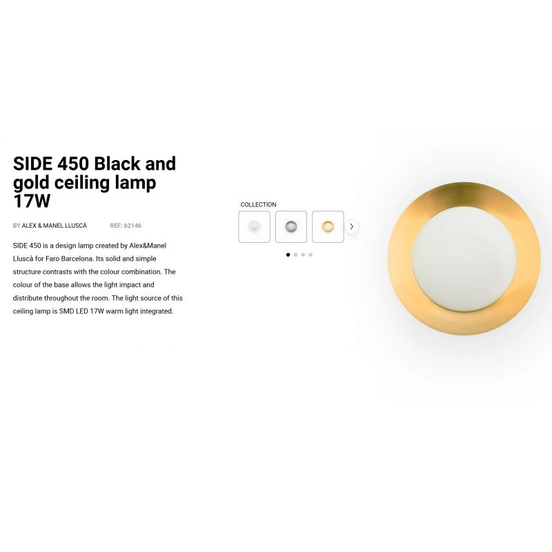 Plafoniera LED moderna SIDE 450 17W negru/auriu