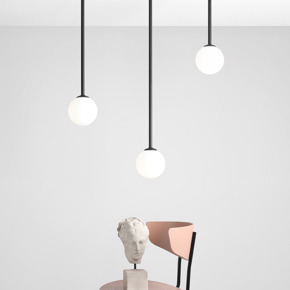Plafoniera neagra/alba din metal Pinne S Aldex