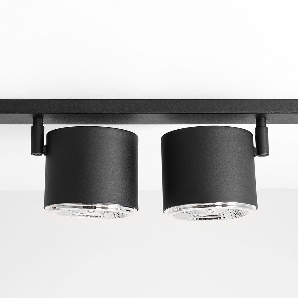 Plafoniera neagra din metal cu 2 becuri Bot Aldex