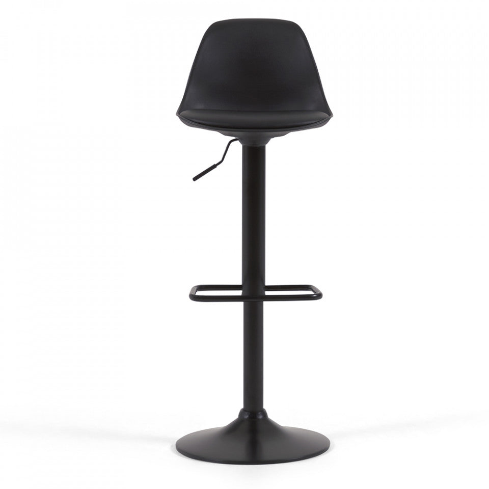 Scaun bar ajustabil negru din piele ecologica Orlando Kave Home