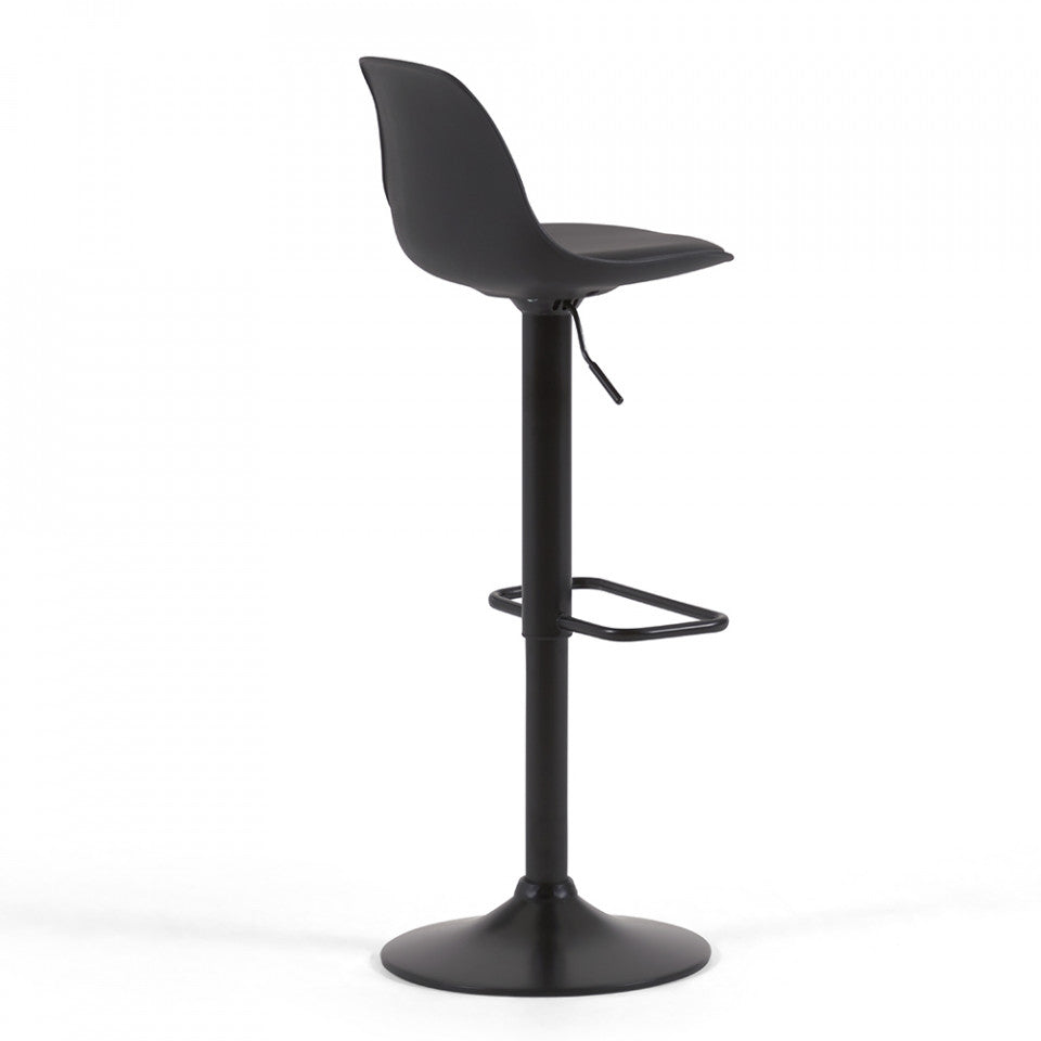 Scaun bar ajustabil negru din piele ecologica Orlando Kave Home