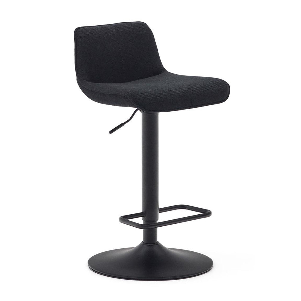 Scaun bar ajustabil negru din textil Zenda Kave Home