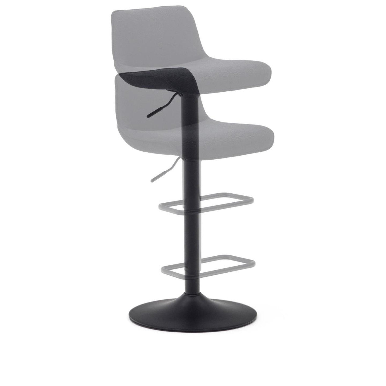 Scaun bar ajustabil negru din textil Zenda Kave Home