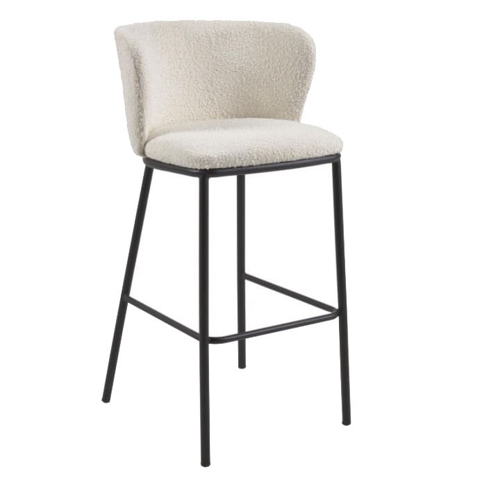 Scaun bar alb din textil Ciselia Kave Home