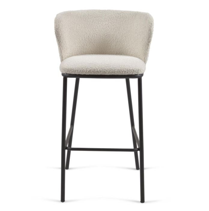 Scaun bar alb din textil Ciselia Kave Home