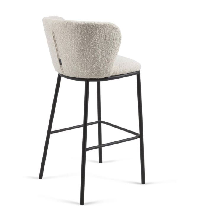 Scaun bar alb din textil Ciselia Kave Home