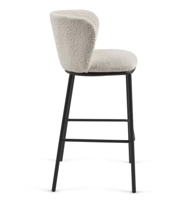 Scaun bar alb din textil Ciselia Kave Home