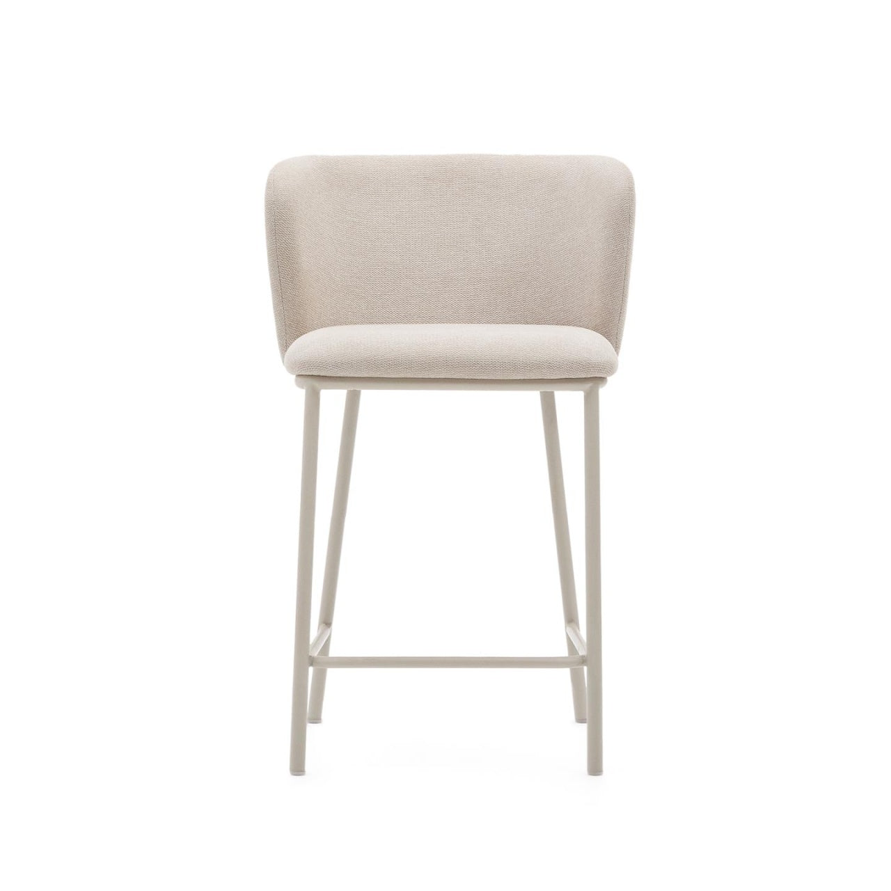 Scaun bar bej/alb din textil Ciselia Low Boucle Kave Home