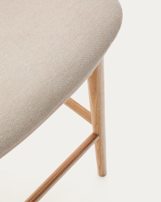 Scaun bar bej din textil Ciselia High Chenille Kave Home