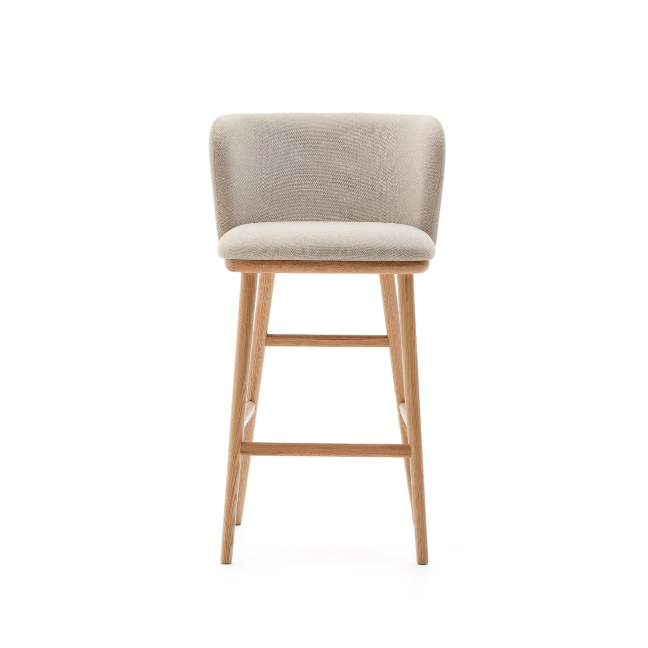Scaun bar bej din textil Ciselia Low Chenille Kave Home