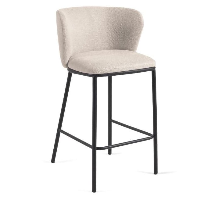 Scaun bar bej din textil Ciselia Low Kave Home