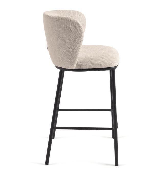 Scaun bar bej din textil Ciselia Low Kave Home